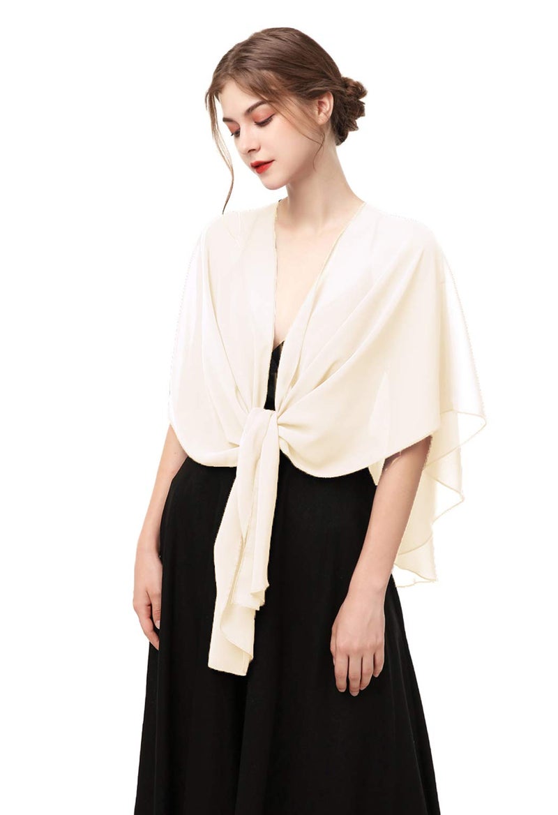 Hotshawl شالات شيفون نسائية من هوتشوال ولفائف، شال سكارف لحفلات الزفاف لفساتين السهرة (شامبانيا باهتة) - Image 4